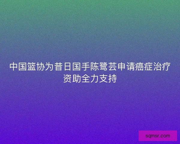 中国篮协为昔日国手陈鹭芸申请癌症治疗资助全力支持